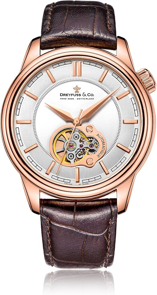 Dreyfuss & Co Mens Skeleton Automatic Watch with Leather Strap DGS00093
