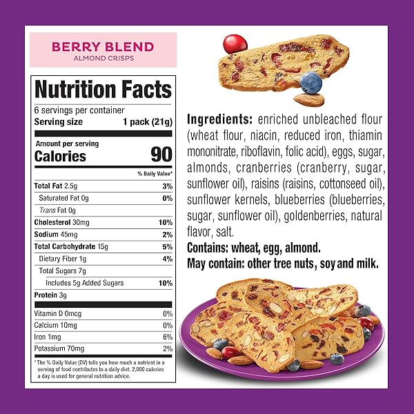 NONNI’S THINADDICTIVES ALMOND THIN COOKIES – BERRY BLEND ALMOND COOKIES – ALMOND COOKIE THINS W/CRANBERRIES BLUEBERRIES GOLDENBERRIES RAISINS SUNFLOWER SEEDS – KOSHER – 4.4 OZ