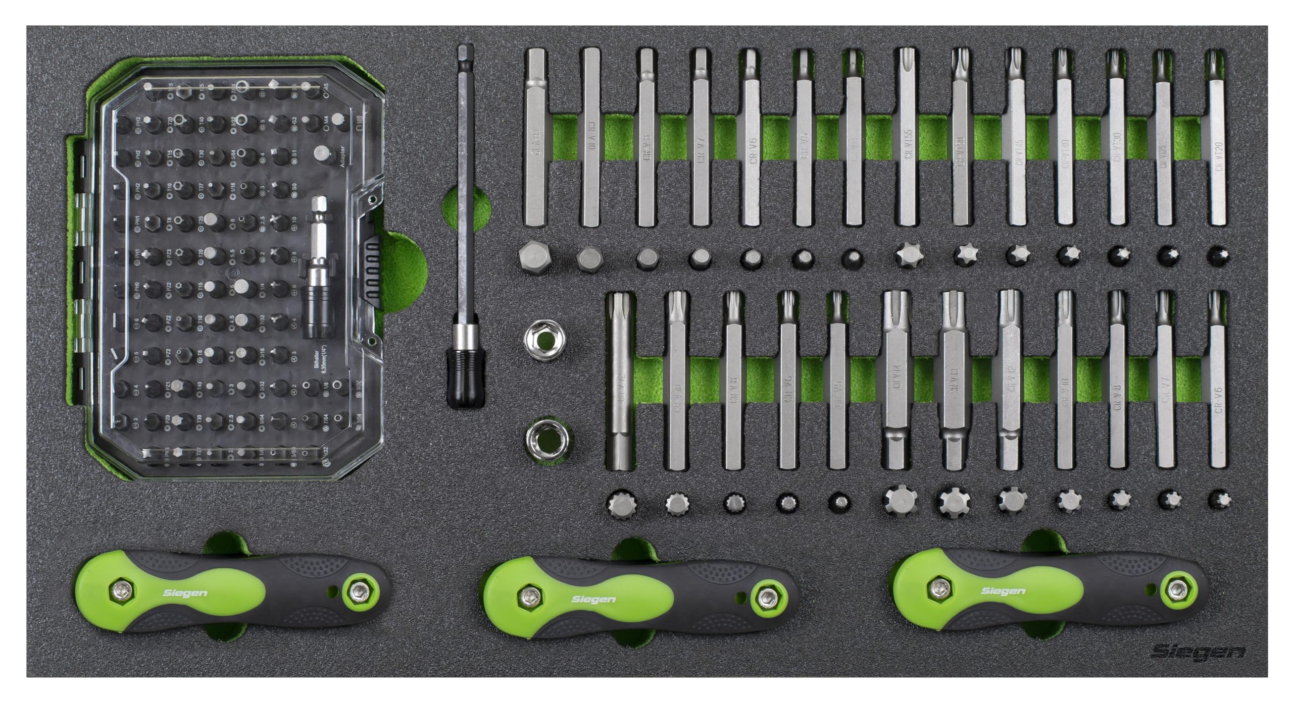Sealey Siegen 170pc Specialised Bit Set & Folding Hex Keys with Tool Tray - S01275