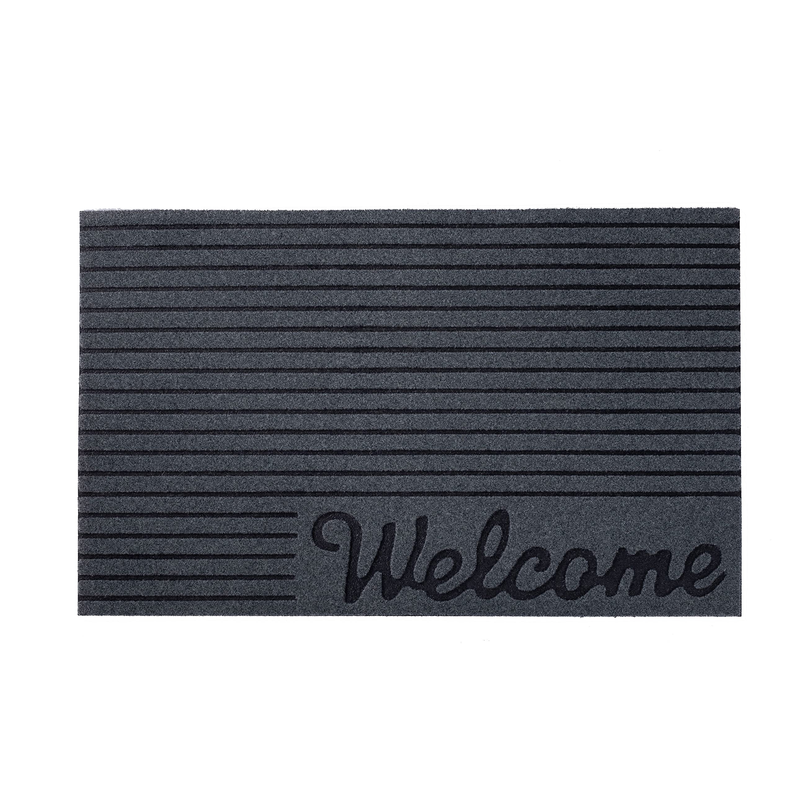 Nicoman Welcome (Corner Italic) Barrier Doormat Eco-Friendly Scrape and Absorbent Indoor/Outdoor Door Mat 75x45cm (30''x18'')