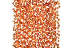 CQURE 14 Pack Fall Leaf Garland, Hanging Vines Garland Artificial Fall Maple Leaves Thanksgiving Decor for Home Wedding Fireplace Christmas