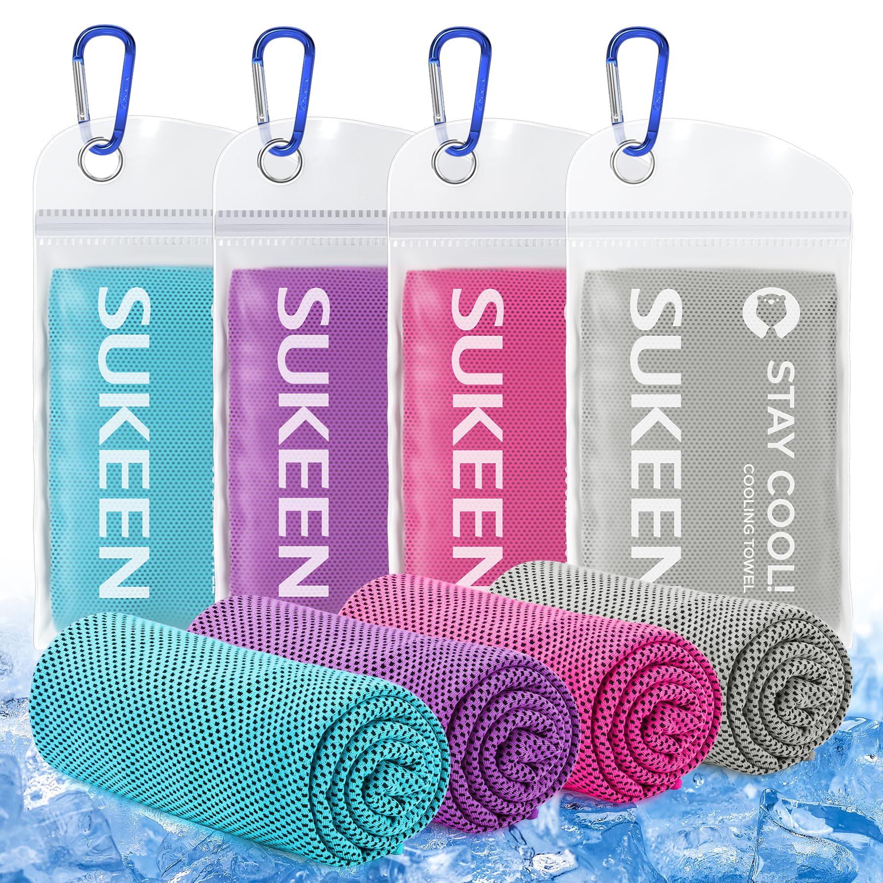 Sukeen Cooling Towel (40"x12"), Quick Dry Fitness Ice Towel for Gym, Golf, Yoga, Outdoor Work, Sports, Travel, Camping, Instant Cool for Neck and Face
