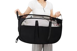 MOOMASS Pop-Up Laundry Basket，collapsible Mesh Laundry Hamper– With Extended Shoulder Straps, Sturdy Handles, and Premium Cationic Fabric (black)…