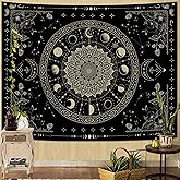 Lunerfex Mandala Moon Tapestry Boho Tapestry for Bedroom Black Tapestries Wall Hanging Living Room Wall Art and Home Decor 44x60