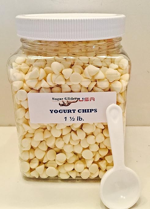 Amazon Com Sugar Gliders Usa Yogurt Chips For Pets In Jar W Free Scoop 1 1 2 Lbs Pet Supplies