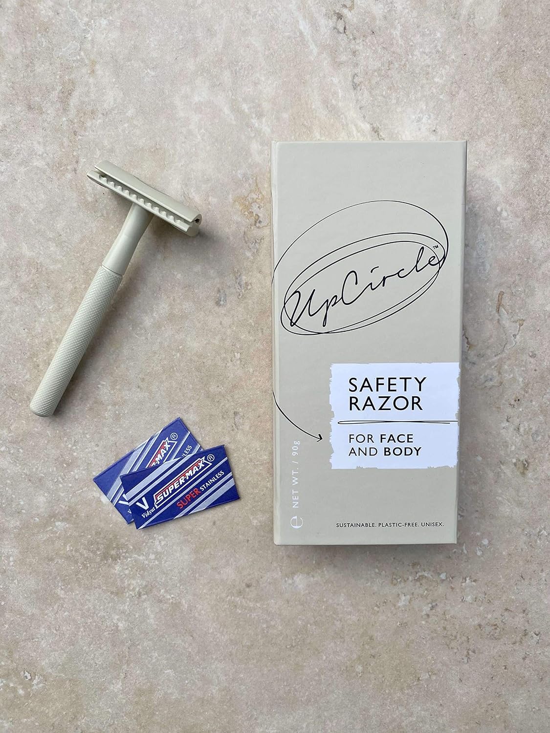 UpCircle Plastic-Free Safety Razor with Two Double Edge Blades - Metal Chrome, Superior Shave, Reduced Irritation - Face & Body - Image 3