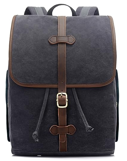 EverVanz Weinlese Segeltuch Schule wandernder beiläufiger Rucksack im Freienrucksack für 12 bis 15' Zoll Laptop