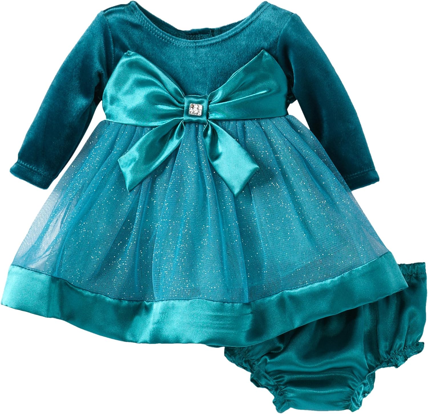 Youngland BabyGirls Newborn Velour and Sparkle Mesh Dress