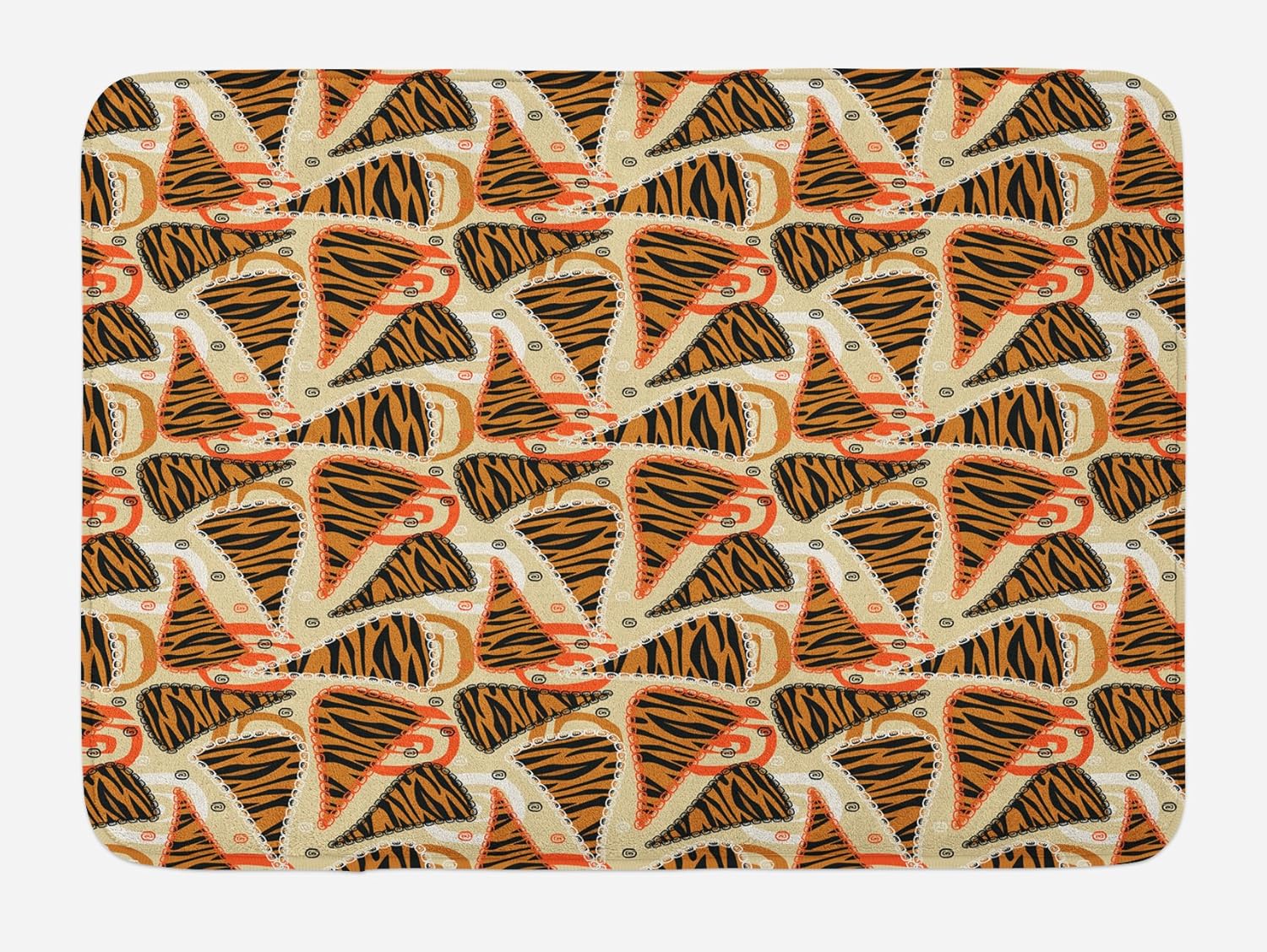Lunarable Animal Print Bath Mat, Style Characteristic Tiger Skin Pattern Animal