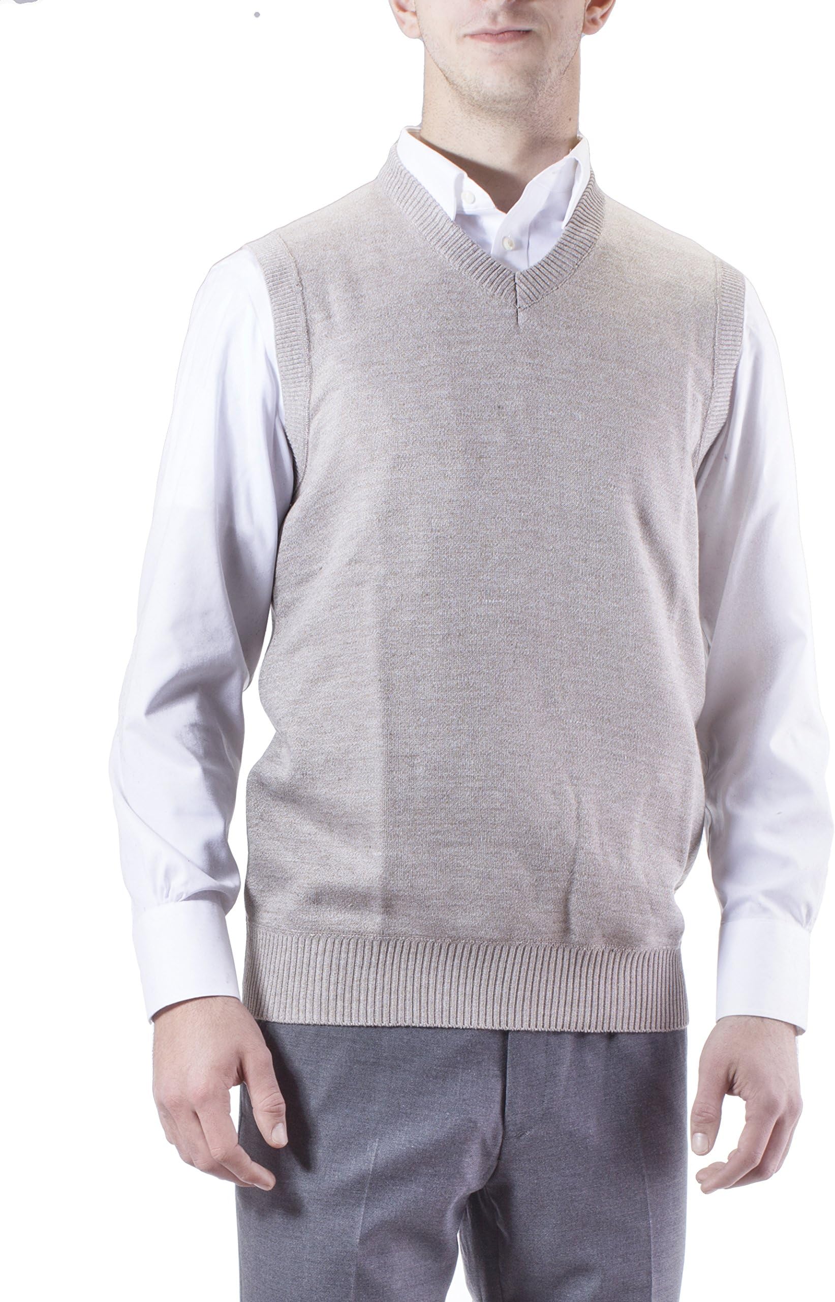 Alberto Cardinali Men's Solid Color V-Neck Sweater Vest