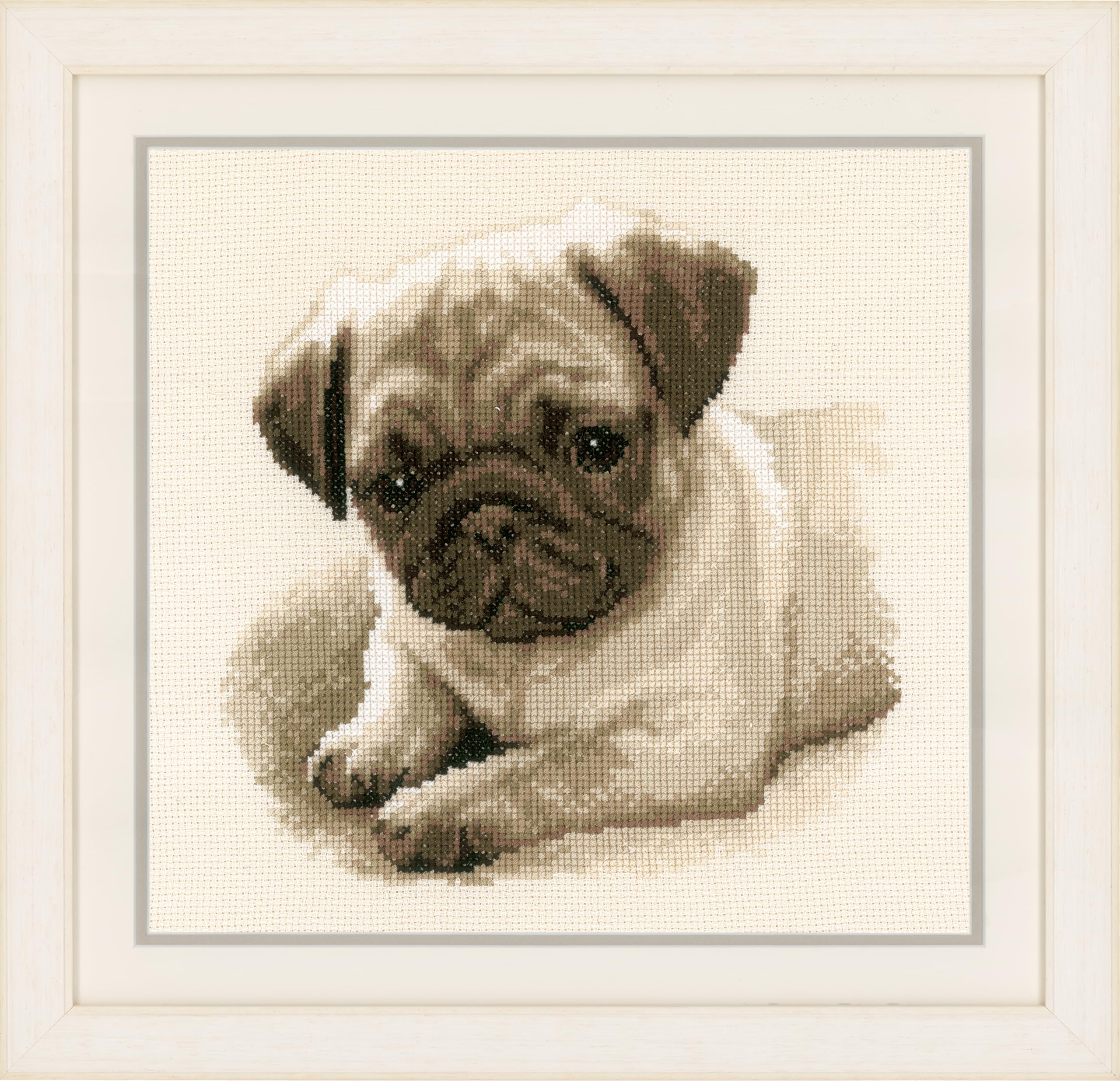 Vervaco Counted Cross Stitch Kit Pug Dog, Multi-Color, 21.0 x 21.0 x 0,3 cm
