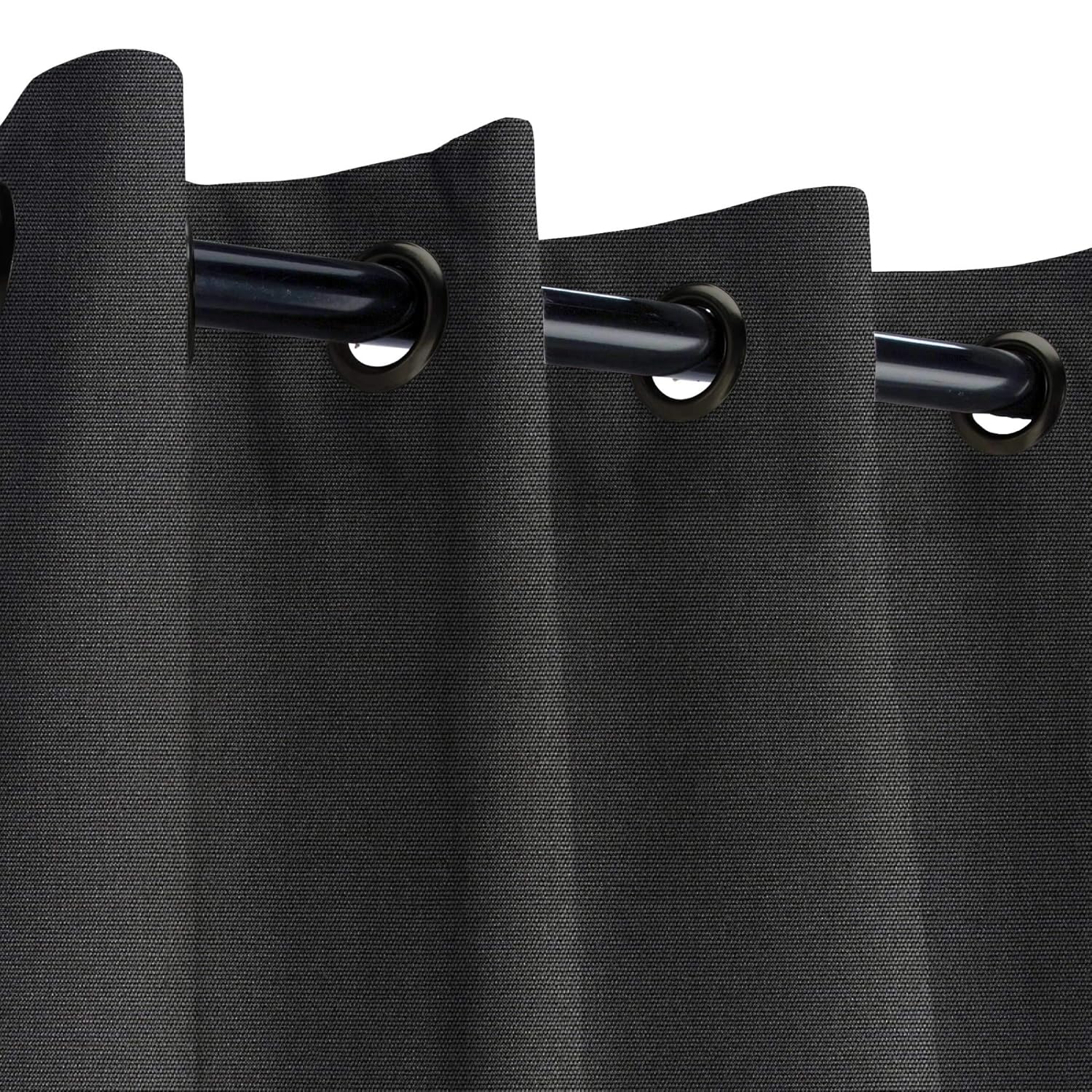 Sunbrella Canvas Brass Outdoor Curtain with Dark Gunmetal Grommets 50 in. Wide x 84 in. Long
