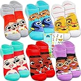 Disney No Show Socks For Kids 6 Pack Set - Bundle with 6 Pairs of No Show Socks Size 10-4 for Ages 6-8 Featuring Princesses, Toy Story, Lion King, More Footwear For Kids