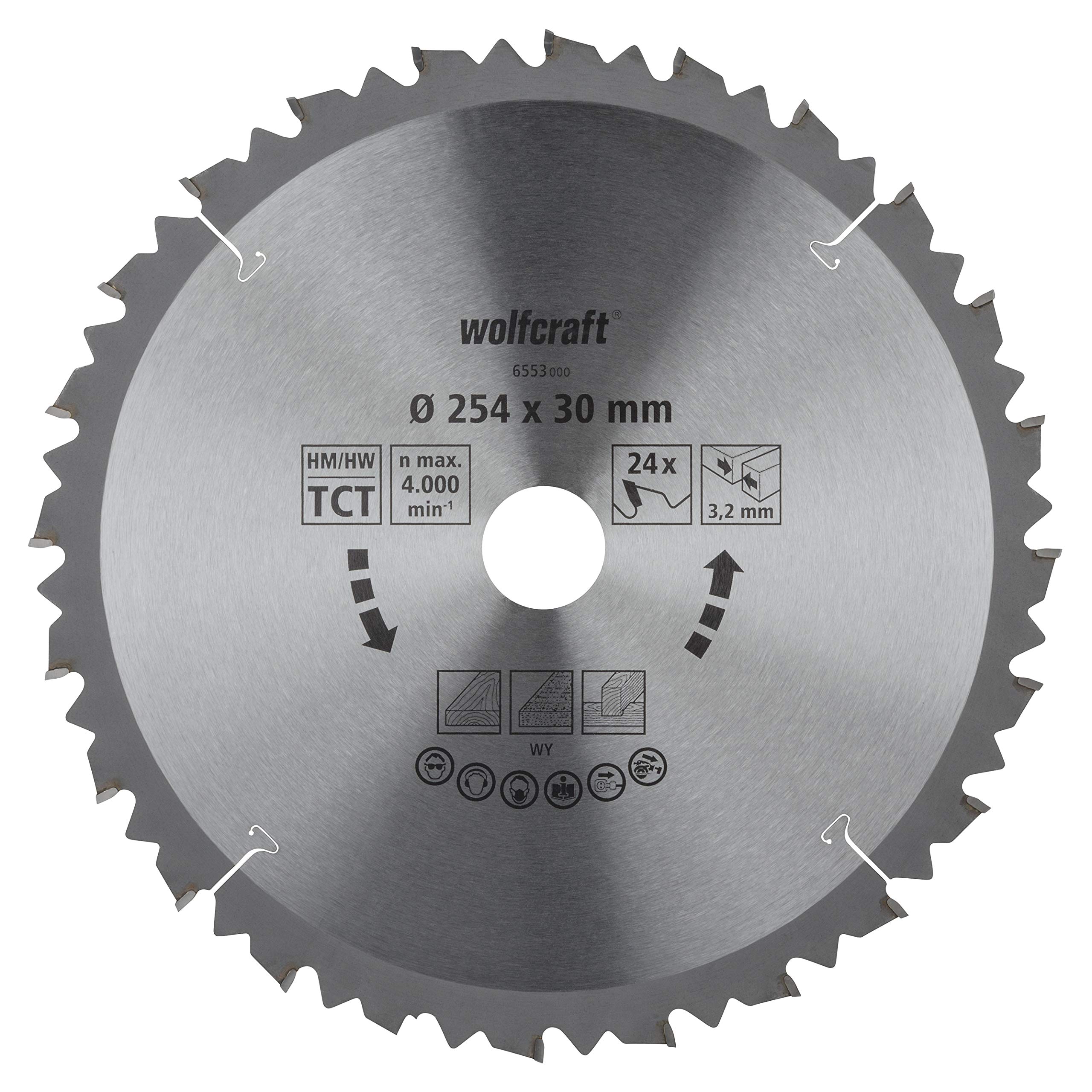 wolfcraft TC Cross and Mitre Cut Saw Blade, brown series I 6553000 I Fast, rough cuts