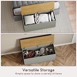Vida Designs Arlington Storage Ottoman Grey Wood 100x40x48cm Lift Lid view 5