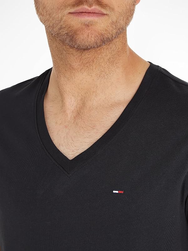 TJM ORIGINAL JERSEY V NECK TEE Hauts en tricot à manches courtes Homme, Noir (TOMMY BLACK), M