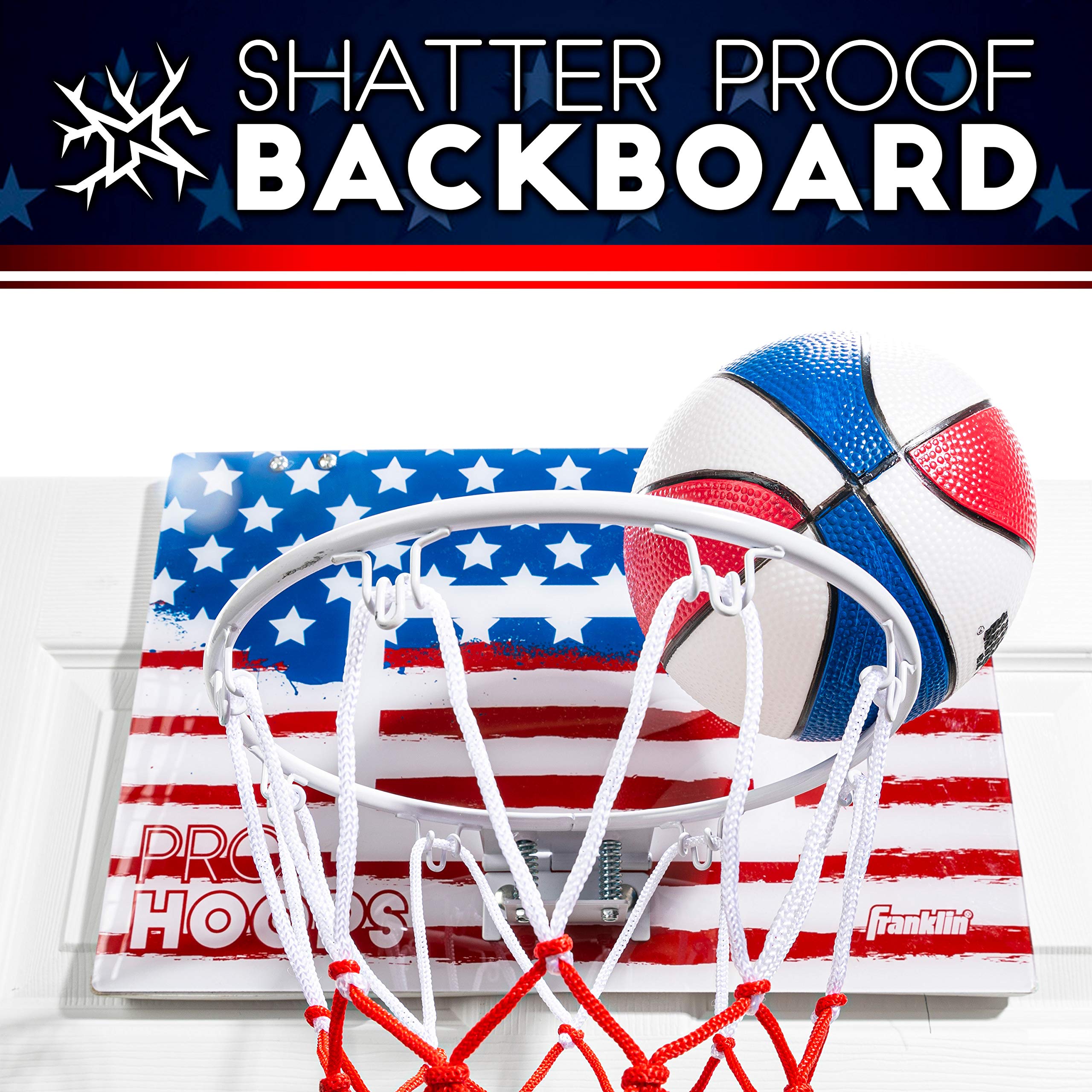 Franklin Sports Mini Basketball Hoops-Indoor Over The Door Mini Hoop+Basketball Sets-Perfect Accessory for Bedroom+Office