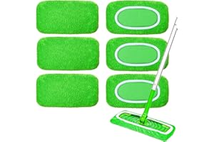 NXPPYY 6-Pack Reusable Mop Pads Compatible with Sweeper Mop - 100% Coral Fleece Washable Refills - Microfiber Dry & Wet Sweeping Cloths for Multi-Surface/Hardwood Floor Cleaning