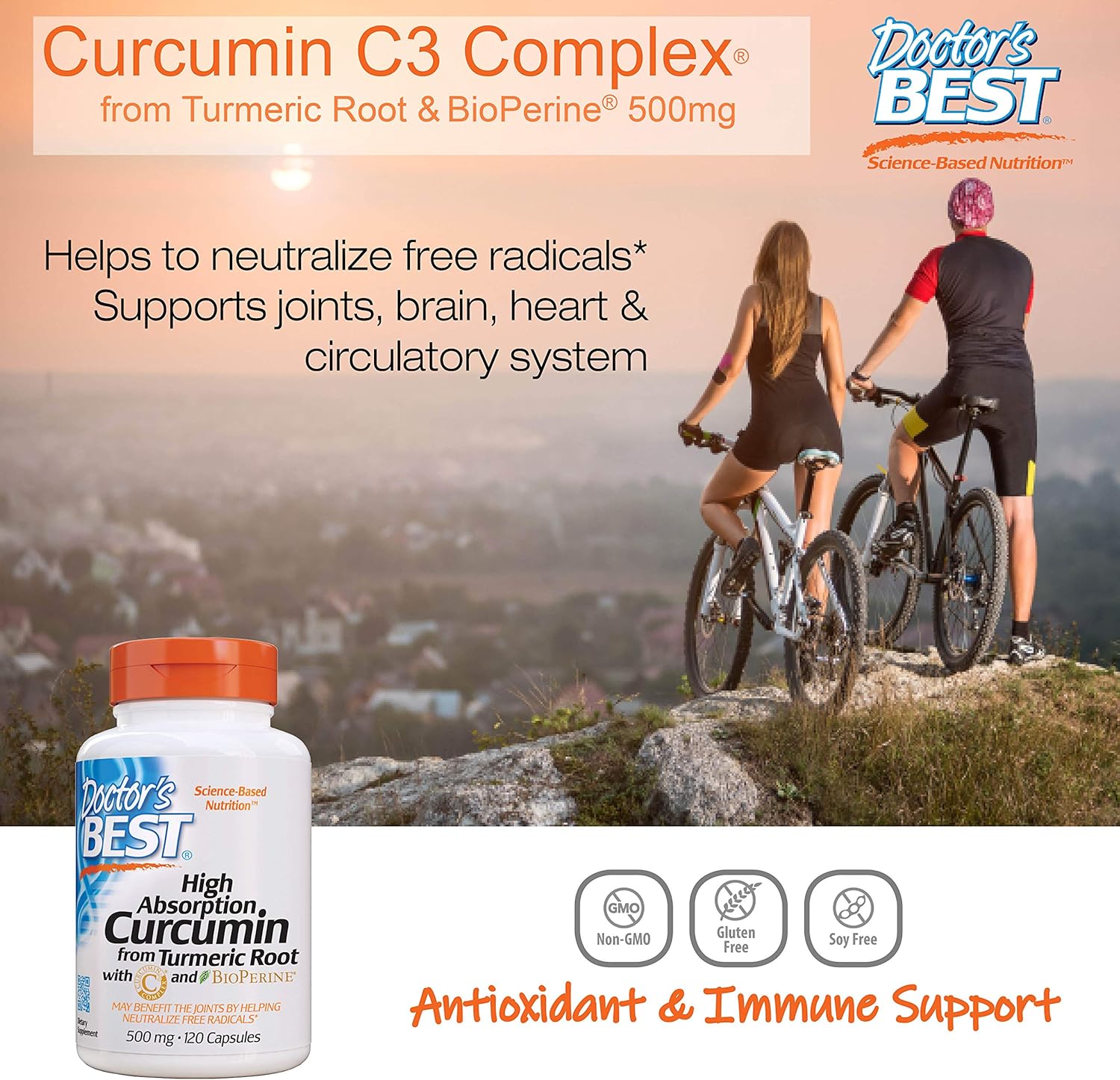 Doctor's Best DRB-00107 High Absorption Curcumin From Turmeric Root with C3 Complex & BioPerine 500mg (120 Capsules): Health & Personal Care