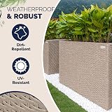 CASARIA Flower Box 3 Inner Pots Polyrattan Rectangular Planter Cream view 2