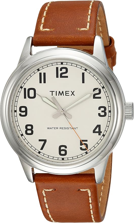 Timex Men's TW2R22700 New England Tan/Cream Leather Strap
