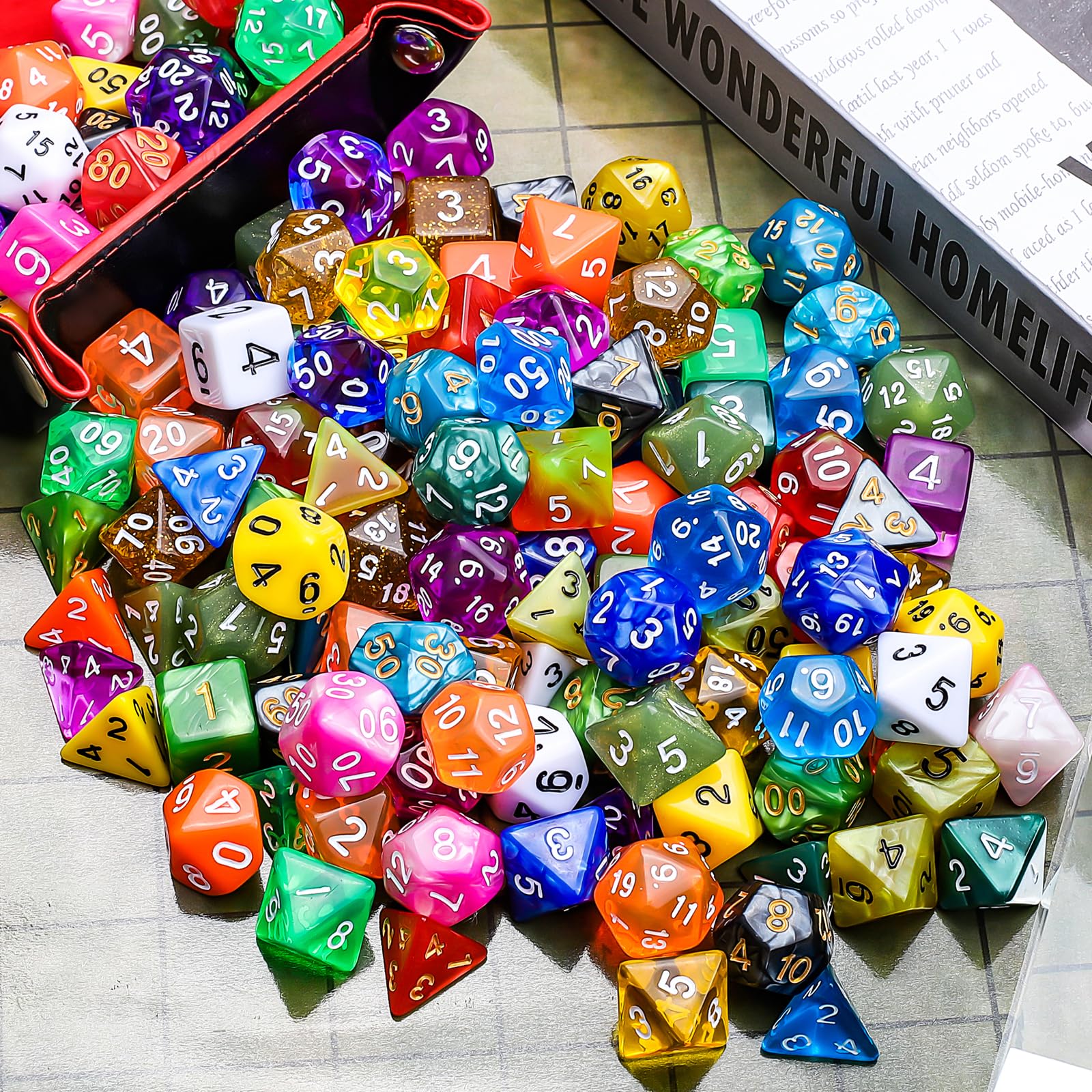 CiaraQ Polyhedral Dice Set - DND Role Playing Dice for Dungeons and Dragons RPG Table Games, Mixed Colors, 140pcs