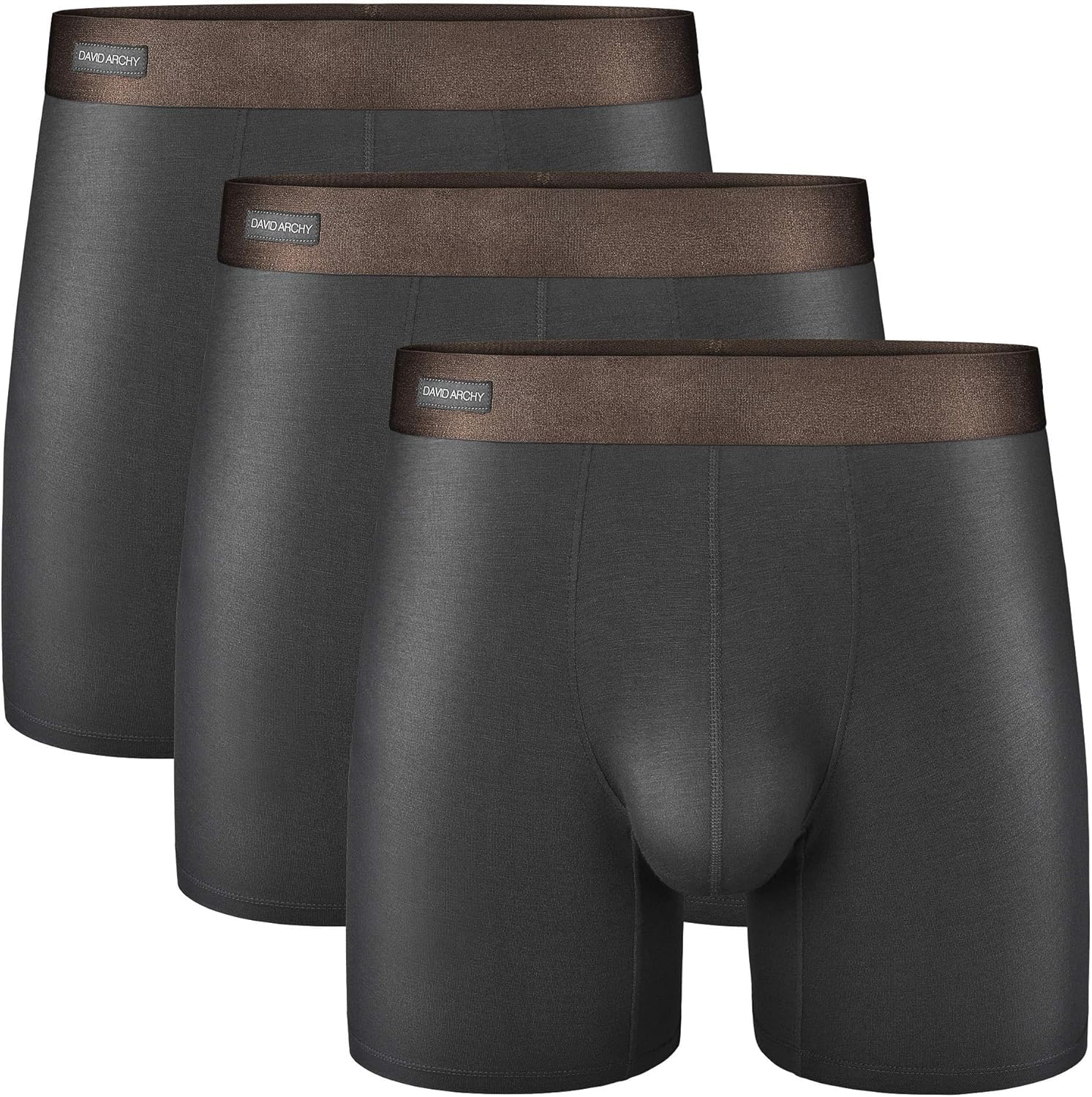 DAVID ARCHY Mens 3 Pack Underwear Ultra Soft Comfy Breathable Bamboo Rayon Basic Boxer Briefs