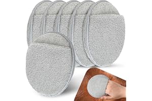 Qinyoung 6 Pcs Cutting Board Oil Applicator for Oil Board Microfiber Cloth Applicator for Cutting Boards, Wooden Spatula, Spoon and Other Utensils Polishing Machine 5 Inch Diameter (Round,Grey)