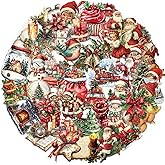 Vintage Christmas Stickers,50PCS Transparent PET Santa Claus Snowman Sticker Pack for Kids Teens,Waterproof Holiday Stickers Decals for Scrapbook,Laptop Phone,Water Bottle,Christmas Gifts for Kids