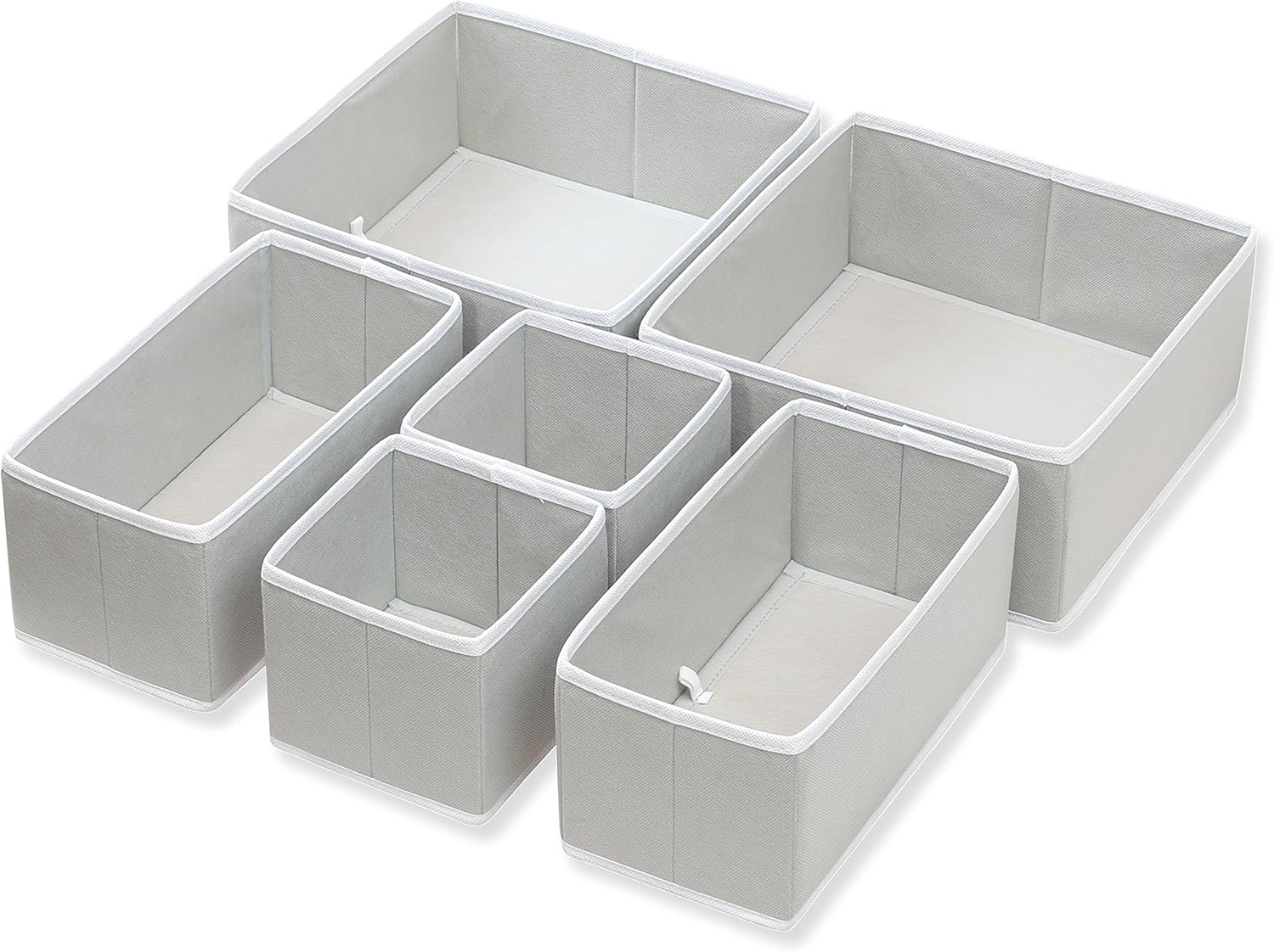 Simple Houseware Foldable Cloth Storage Box Closet Dresser Drawer Divider Organizer Basket Bins for Underwear Bras, Gray (Set of 6): Home & Kitchen