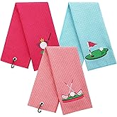 Moukeren 3 Pieces Funny Golf Towels Golfer Gifts for Adults Embroidered Golf Funny Accessories Stuff with Clip for Adults Golfer Fan Bags Powder Room