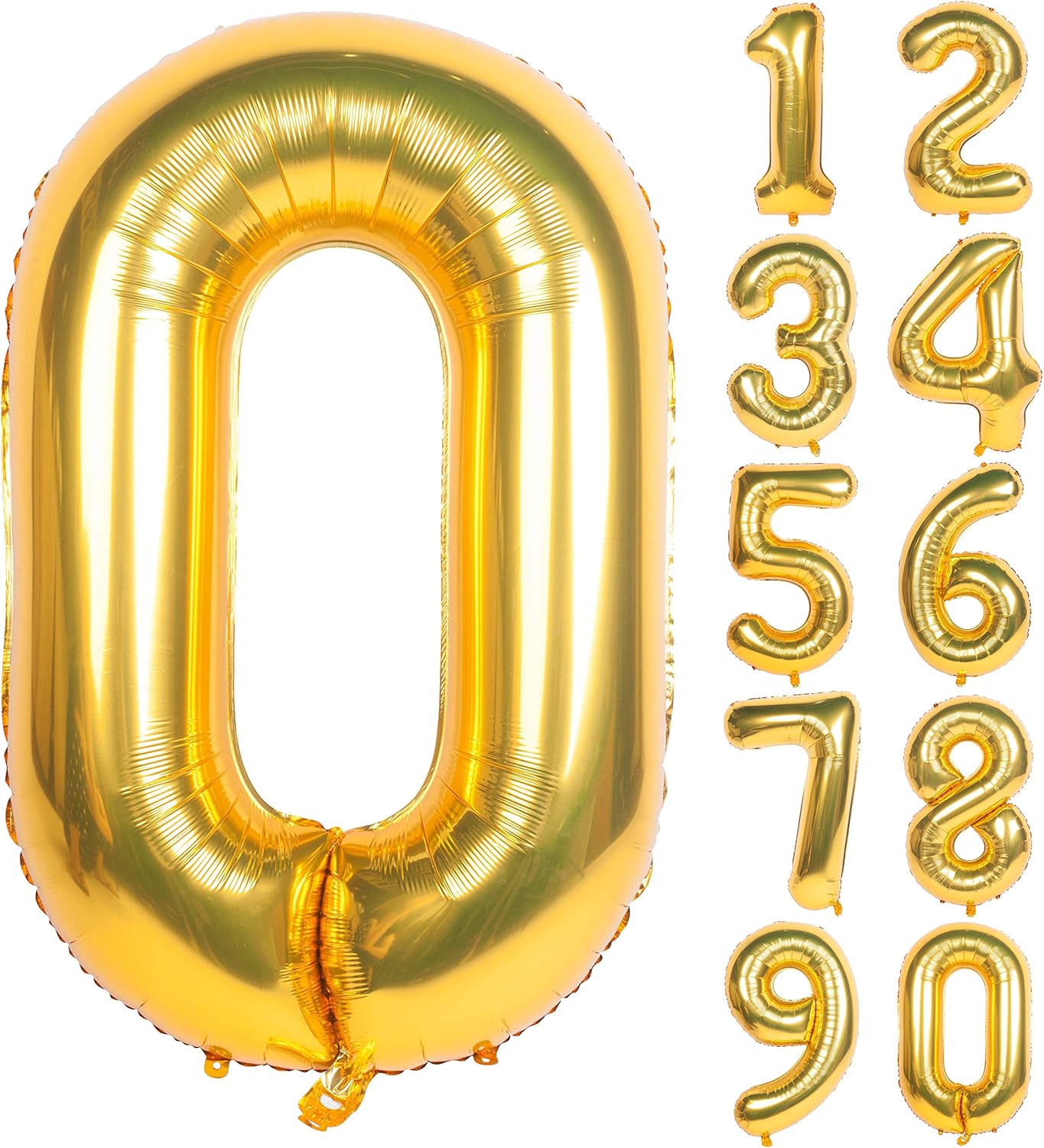 40 Inch Gold Digit Helium Foil Birthday Party Balloons (Gold 0): Toys & Games