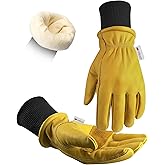 DULFINE Winter Leather Work Gloves for Men and Women,3M Thinsulate Lining for Cold Weather Work, Thermal Insulated Gloves