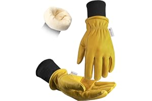 DULFINE Winter Leather Work Gloves for Men and Women,3M Thinsulate Lining for Cold Weather Work, Thermal Insulated Gloves
