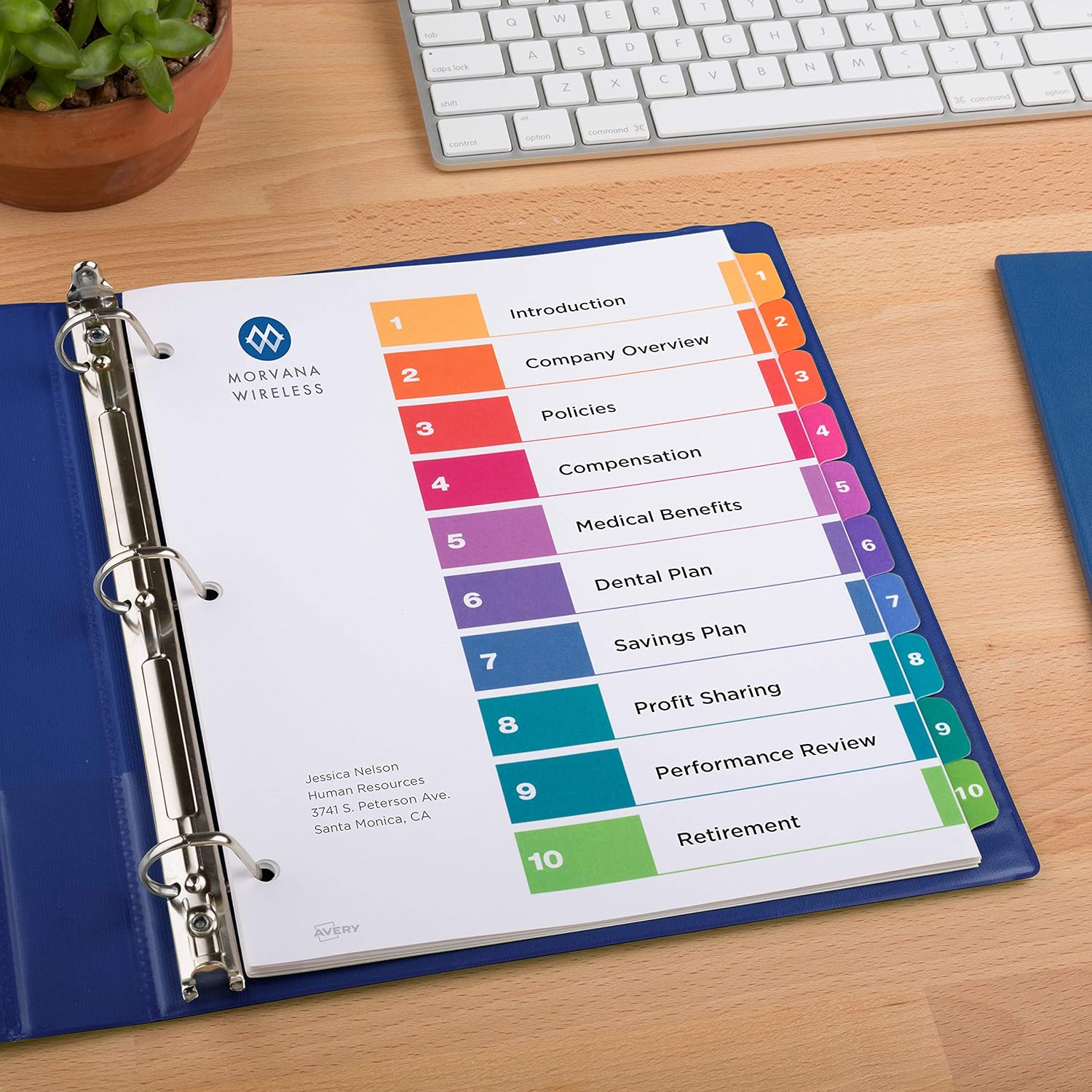 Avery 10-Tab Dividers for 3 Ring Binders, Customizable Table of Contents, Multicolor Tabs, 6 Sets (11188) : Binder Index Dividers : Office Products