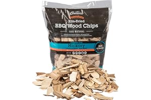Camerons All Natural Hickory Wood Chips for Smoker -260 Cu. In. Bag, Approx 2 Pounds- Kiln Dried Coarse Cut BBQ Grill Wood Chips for Smoking Meats - Barbecue Smoker Accessories- Grilling Gifts for Men
