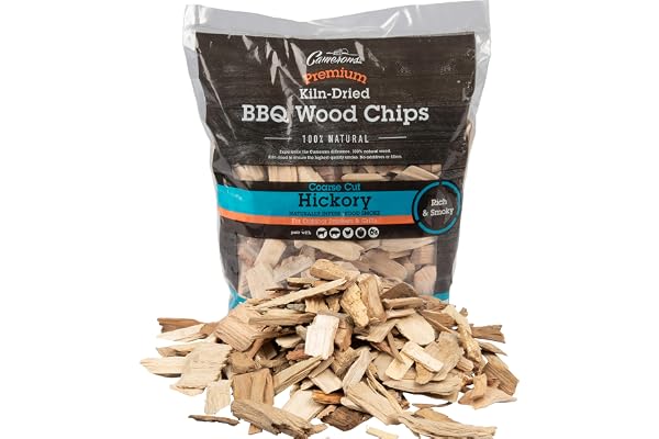 Camerons All Natural Hickory Wood Chips for Smoker -260 Cu. In. Bag, Approx 2 Pounds- Kiln Dried Coarse Cut BBQ Grill Wood Ch