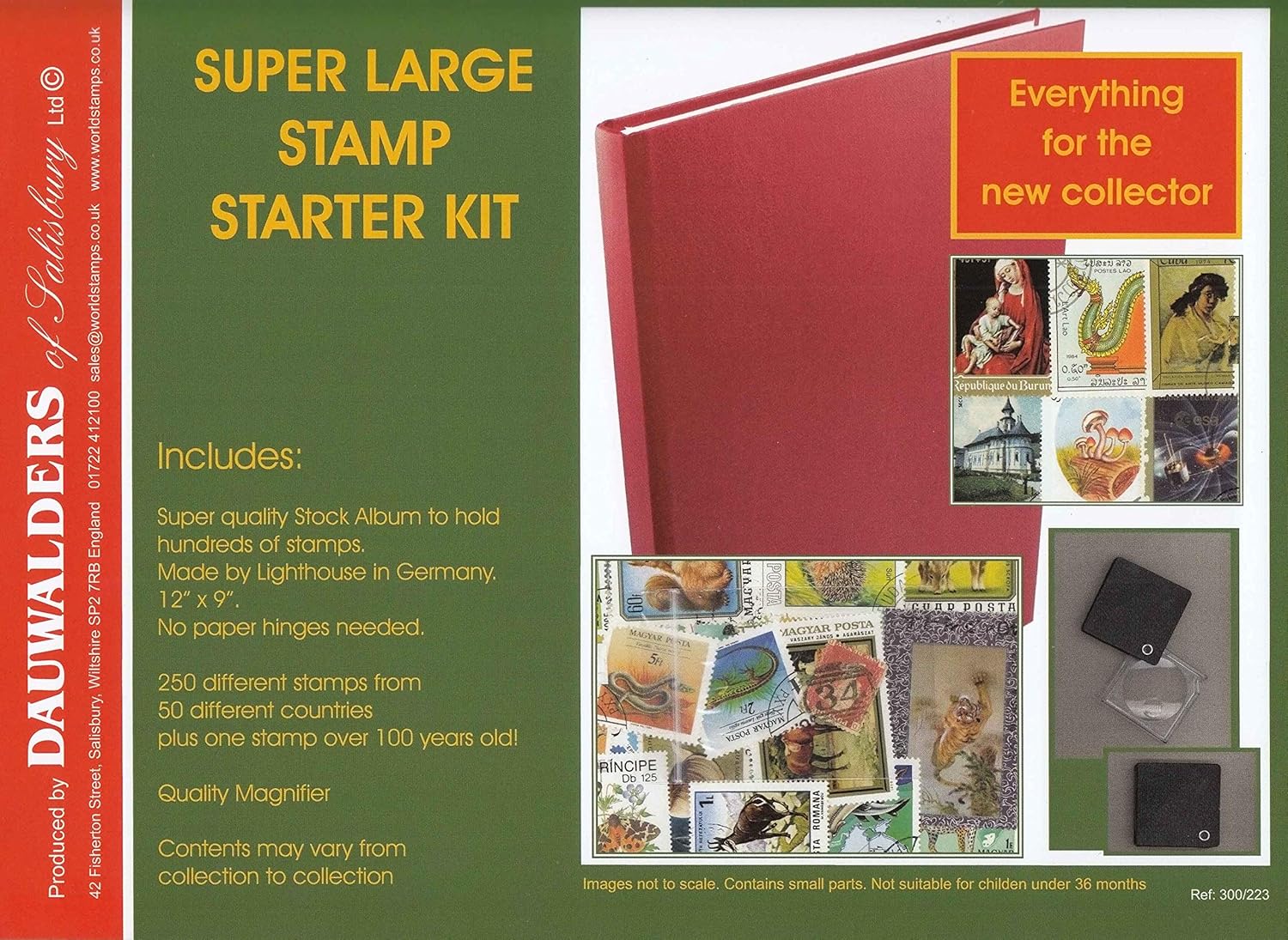 Super Large Stamp Collecting Starter Kit with stockbook, quality