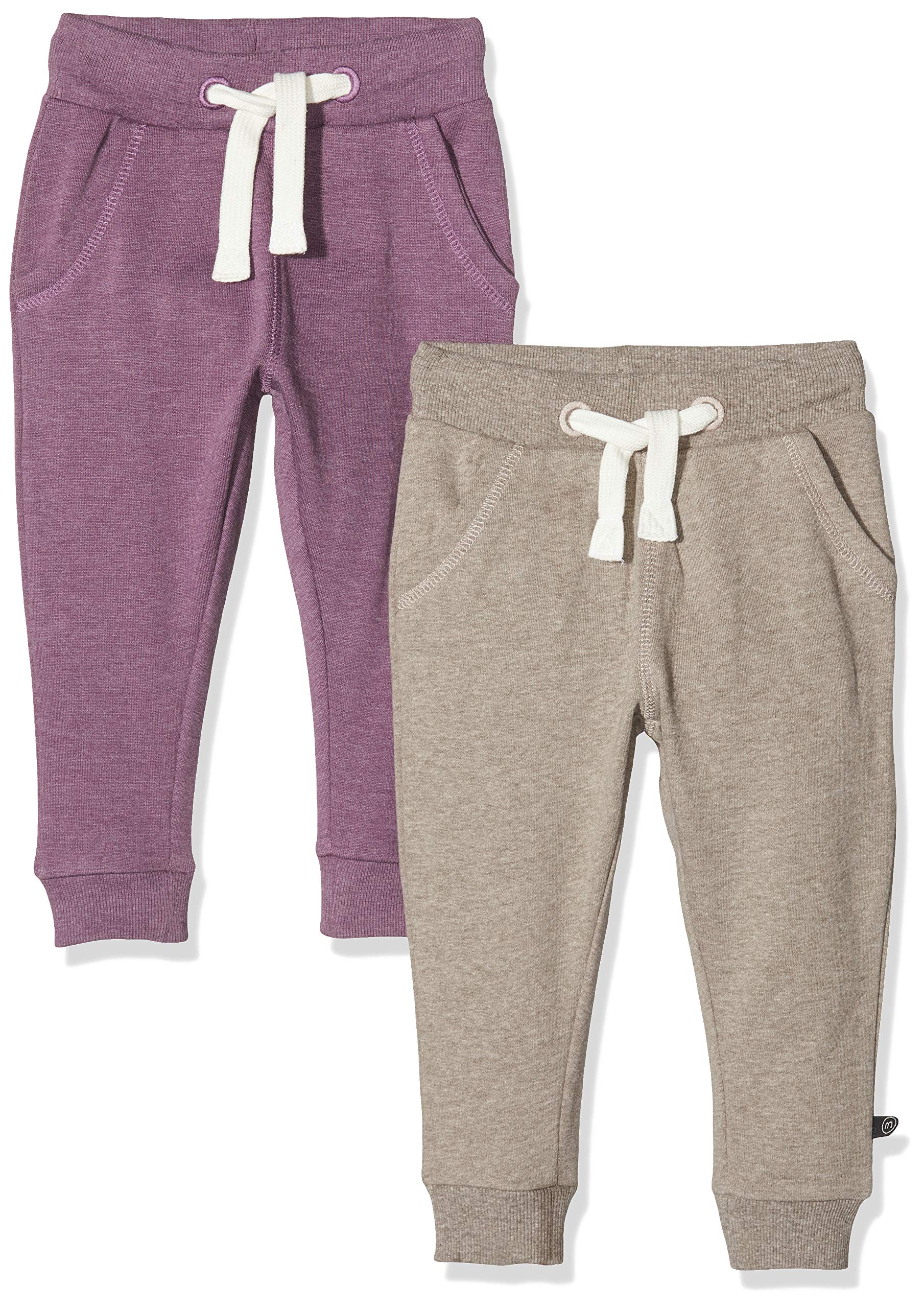 MINYMO Baby_Girl's 2er Pack Sweat Pants/Freizeithose für Mädchen Track Bottoms, Multicoloured (Purple/Grey 647), 9-12 Months