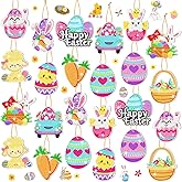 Frienda 24 Pcs Easter Diamond Painting Kits Easter DIY 5d Diamond Painting Keychains by Numbers Arts and Crafts for Adult Decorative Bunny Egg Ornament Decoration