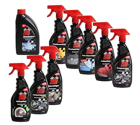 Autoreiniger Autopflege Komplett-Set Felgen, Lack, Kunststoff, Leder,Glas, Reifen,Insekten, Cockpit und Shampoo mit Wachs