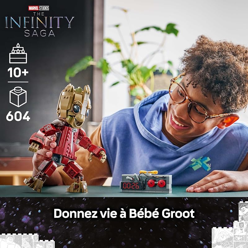 ǀ Marvel Groot en Tenue de Ravageur - Figurine - Jouet Collector de Super-Héros - Jolie Décoration pour Chambre ou Bureau - Cadeau d'anniversaire pour Garçon ou Fans dès 10 Ans 76341