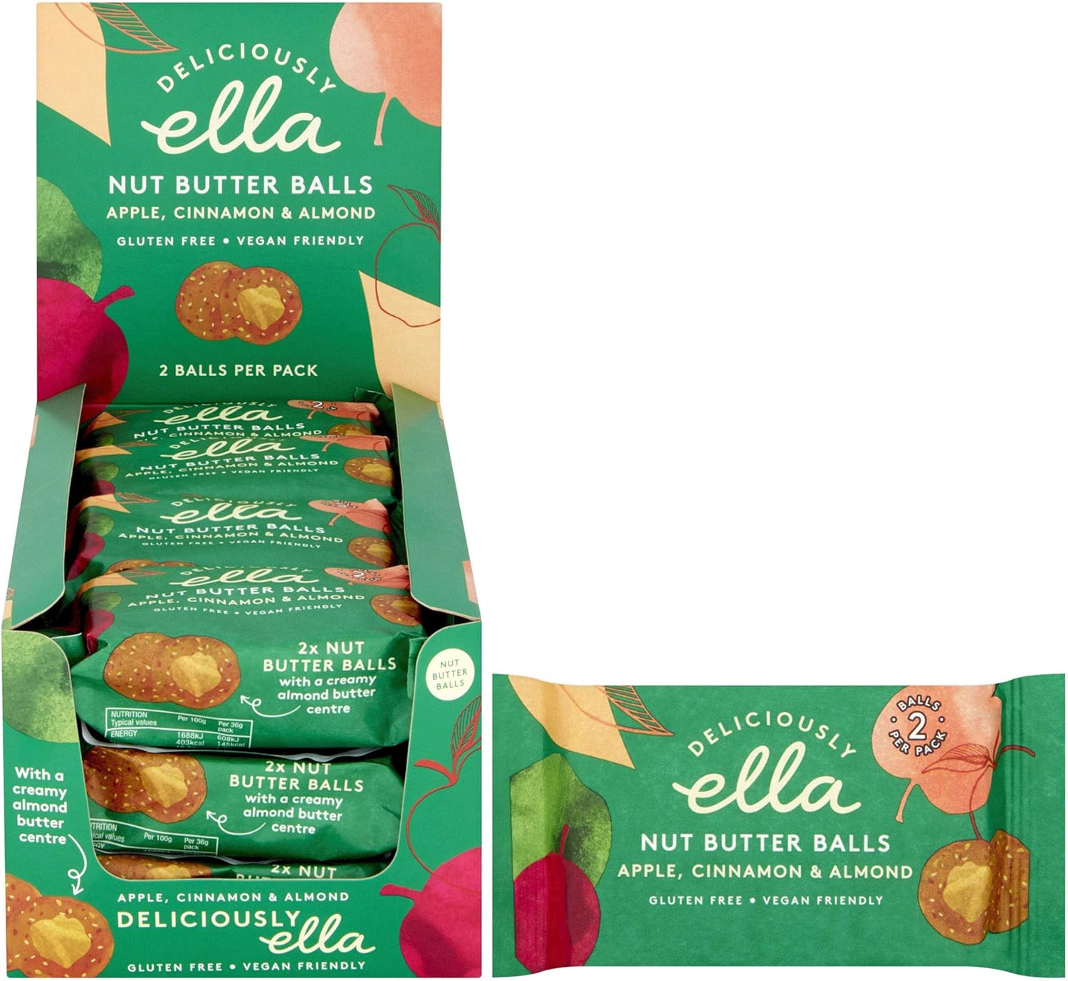 Deliciously Ella Apple, Cinnamon & Almond Nut Butter Balls, Gluten