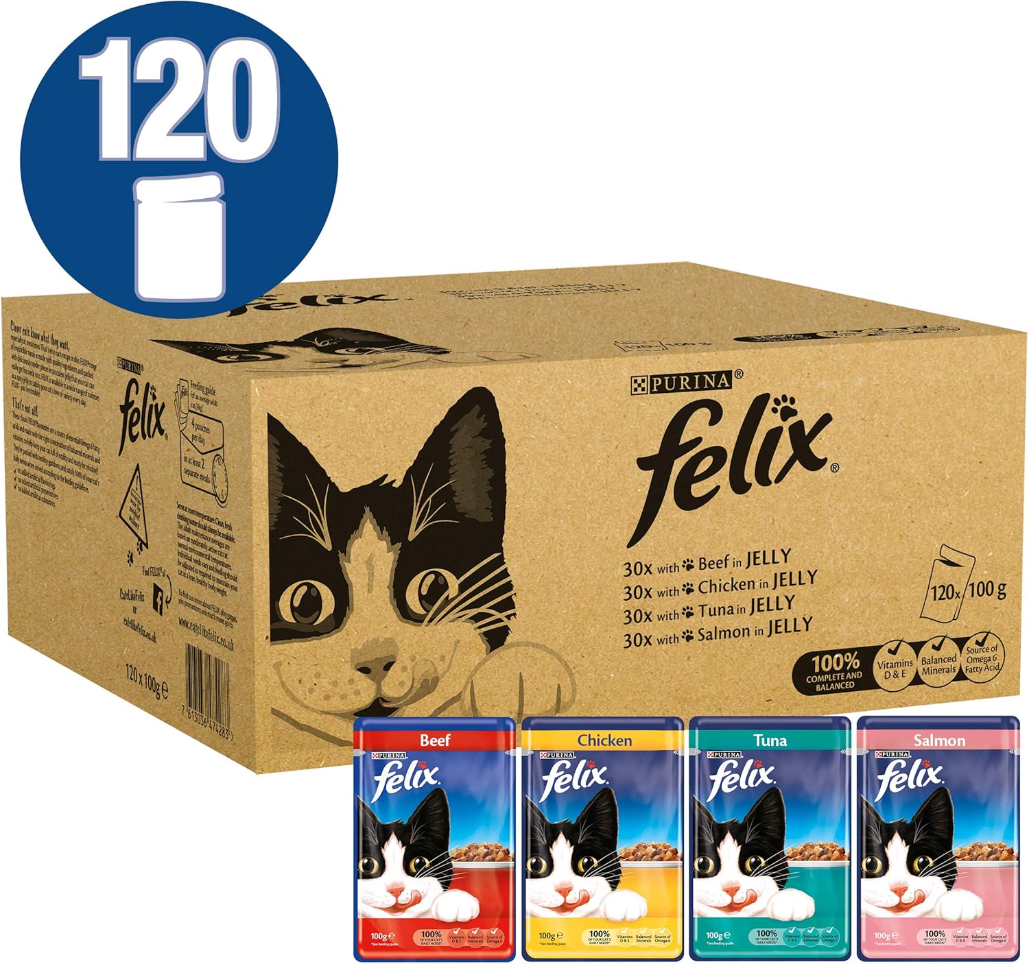 Felix Mixed Meat and Fish Cat Food, 120 x 100 g Amazon.co.uk Pet Supplies