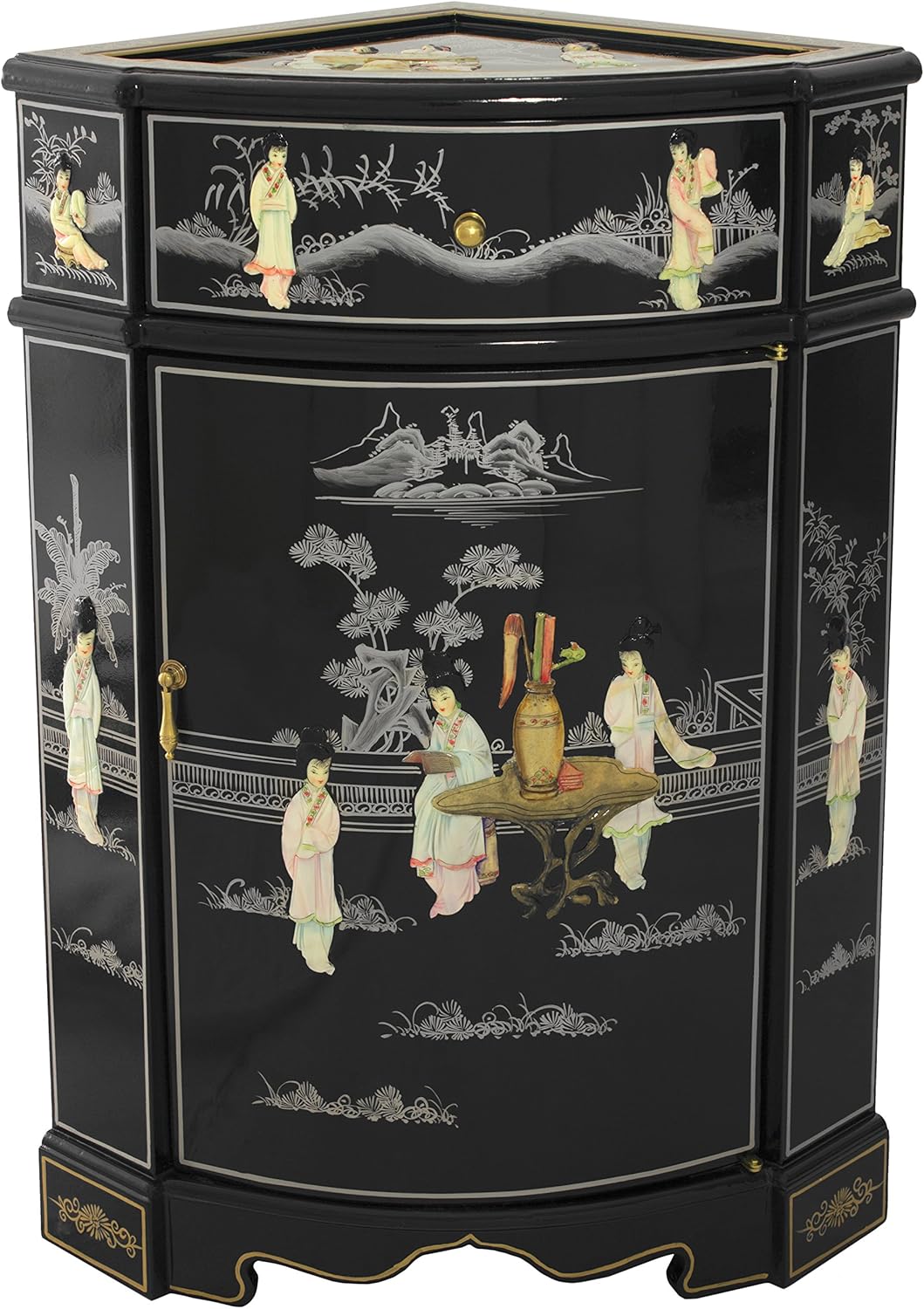 Amazon Com Oriental Furniture Small Corner Cabinet Kitchen Dining