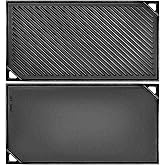 GGC Reversible Cast Iron Griddle, 16.5" x 9.5" Rectangular Griddle Pan | Double Sided Griddle Pan Perfect for Gas Grills, Stove Tops and Outdoor Cooking, Baking Flat and Ribbed Griddle Plate