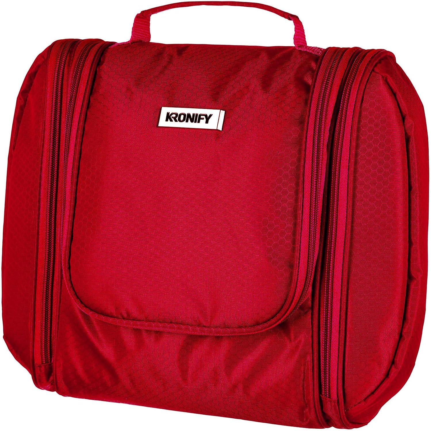 KRONIFY Premium Large Hanging Toiletry Bag with Mirror, Red L, XXL - Image 3