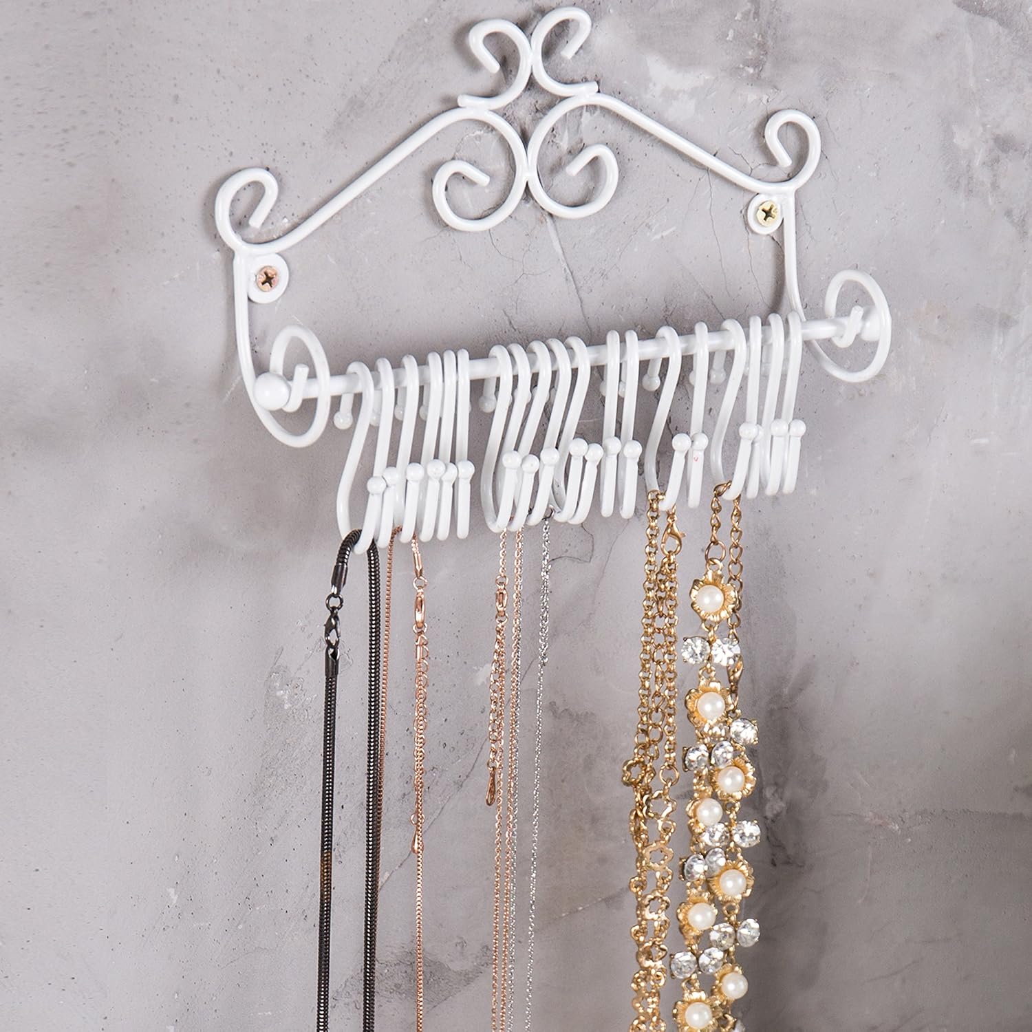 MyGift Wall Mounted Black Metal Scrollwork Design Jewellery Storage ...