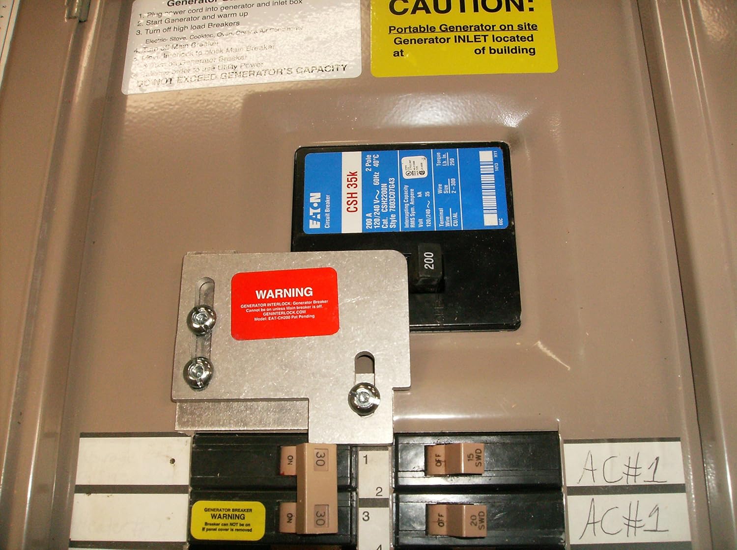 EAT-CH200A Cutler Hammer Generator Interlock Kit CH SERIES ONLY 150 or 200  amp panels - - Amazon.com