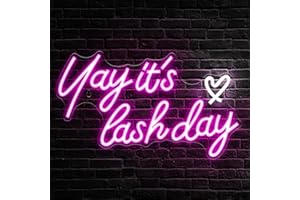 Kavaas Yay It's Lash Day Neon Sign - Lash Neon Sign for Lash Room Decor | Lash LED Light Sign for Lash Salon, Beauty Room, Nails Hair Bar - Great Gifts for Lash Techs Girls, Christmas, Birthday